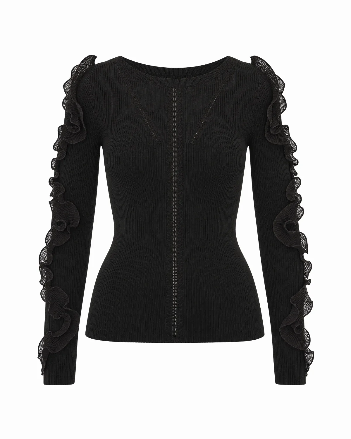 Ribbed Ruffle Knit Sweater by Liu Jo