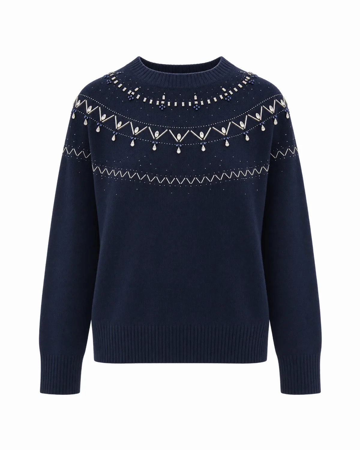 Crystal-Embellished Fair Isle Sweater by Liu Jo