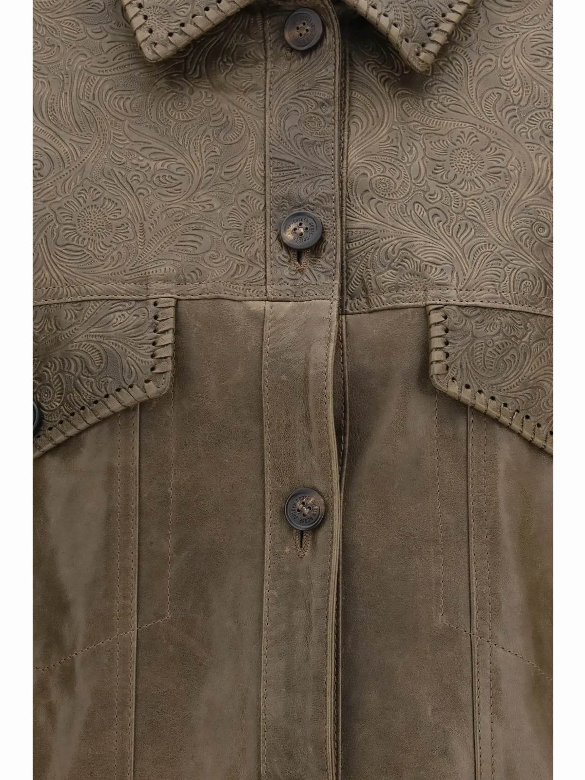 Embossed Calf Leather Jacket by Golden Goose