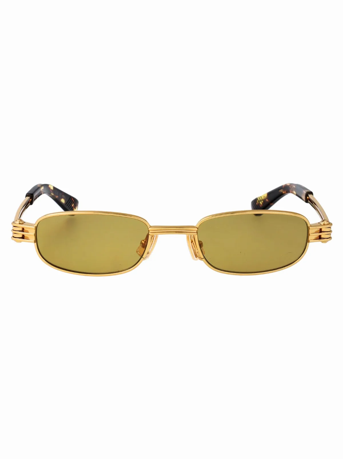 BV1381S Gold Metal Rectangle Sunglasses by Bottega Veneta
