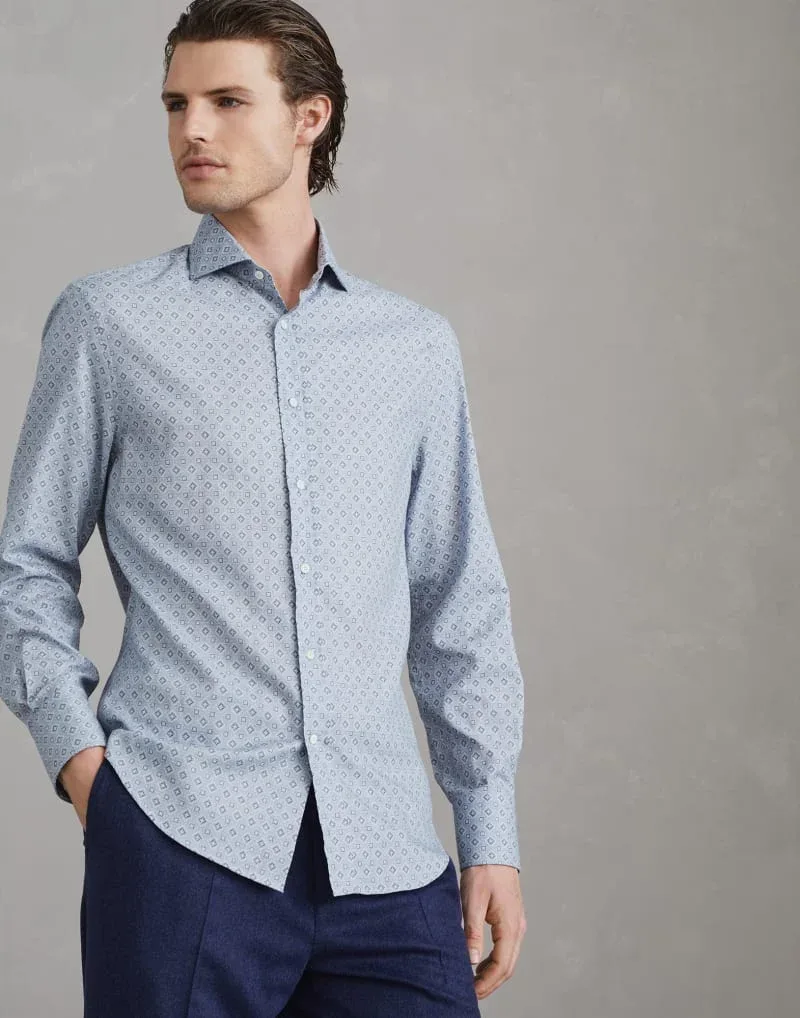 Geometric-Patterned Cotton Shirt by BRUNELLO CUCINELLI