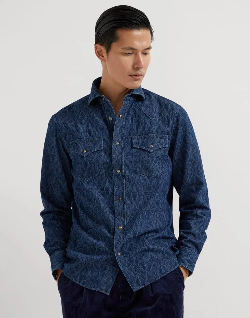 Patterned Cotton Western Shirt by BRUNELLO CUCINELLI