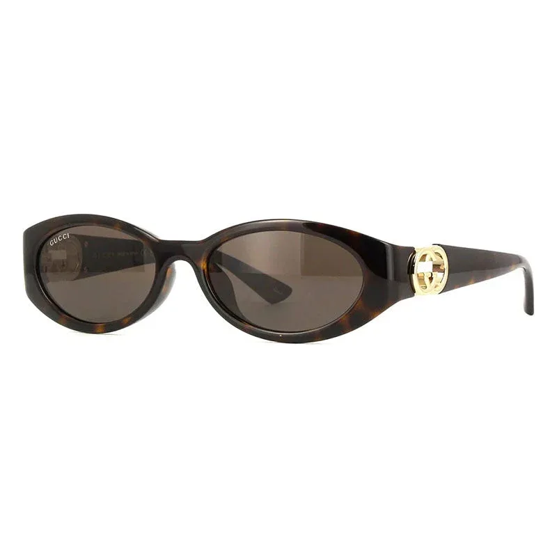 GG1662SA Oval Havana Acetate Sunglasses by Gucci