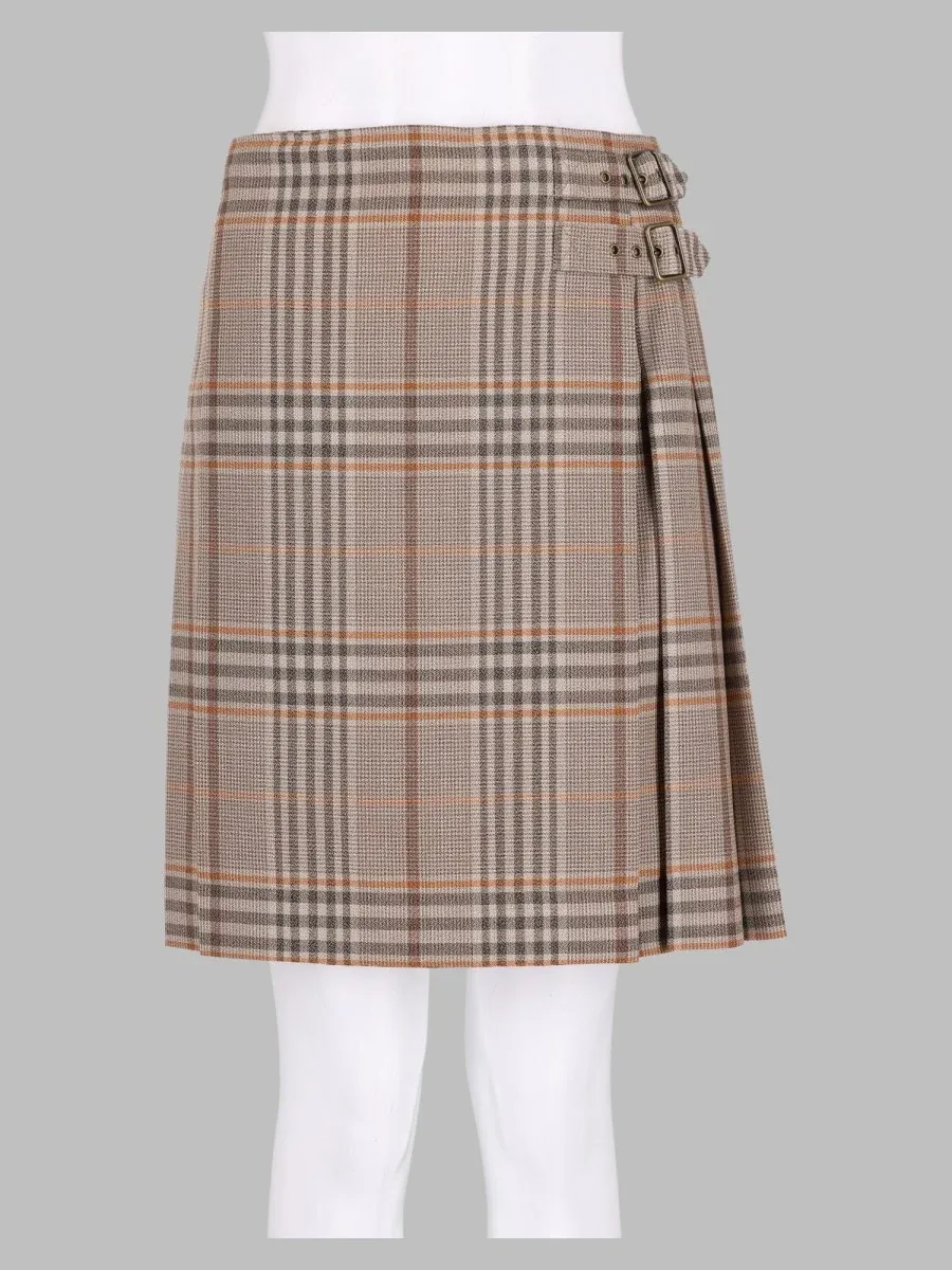Wool Check Kilt Skirt by Burberry