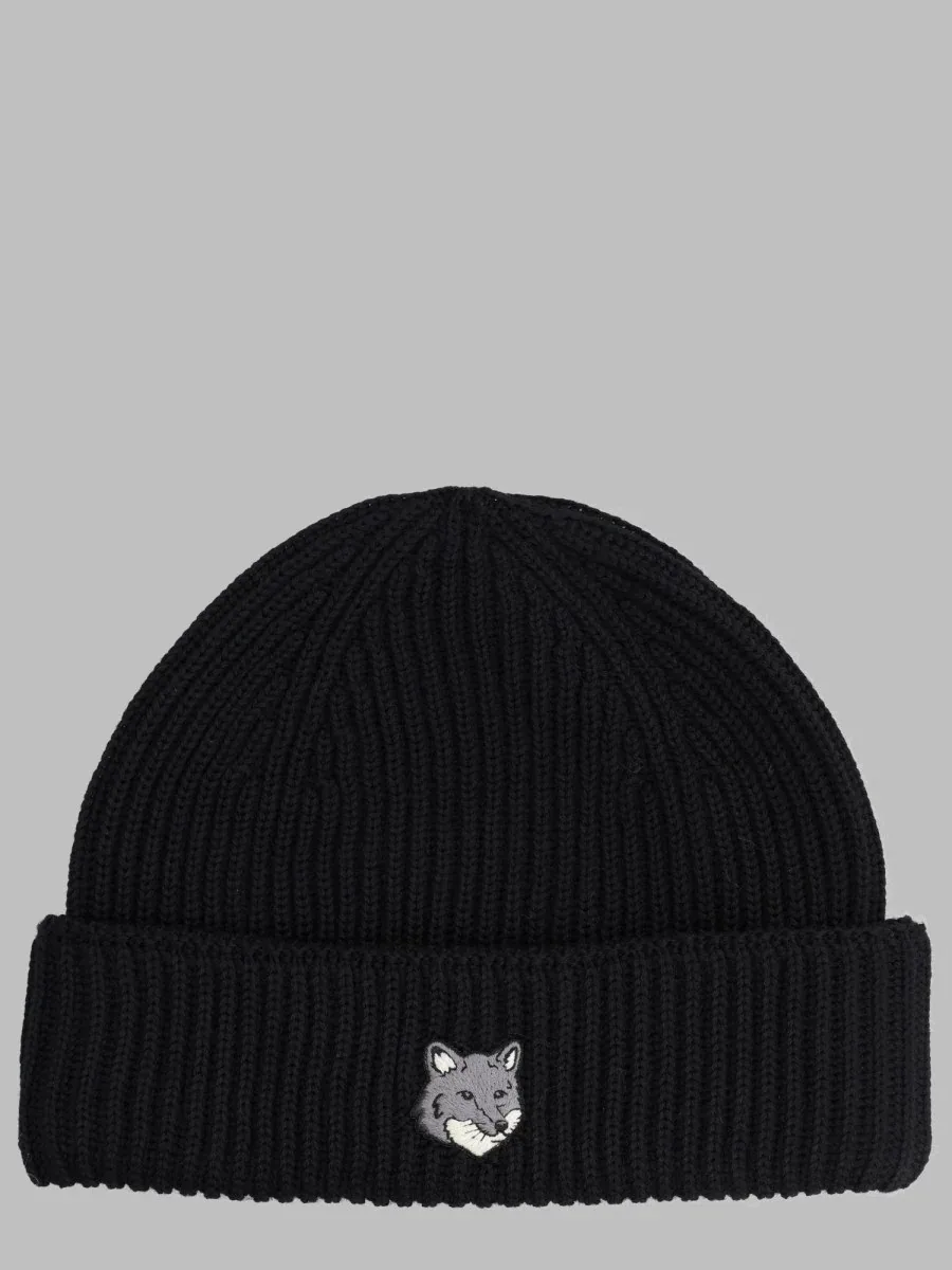 Fox Head Wool Beanie by Maison Kitsuné