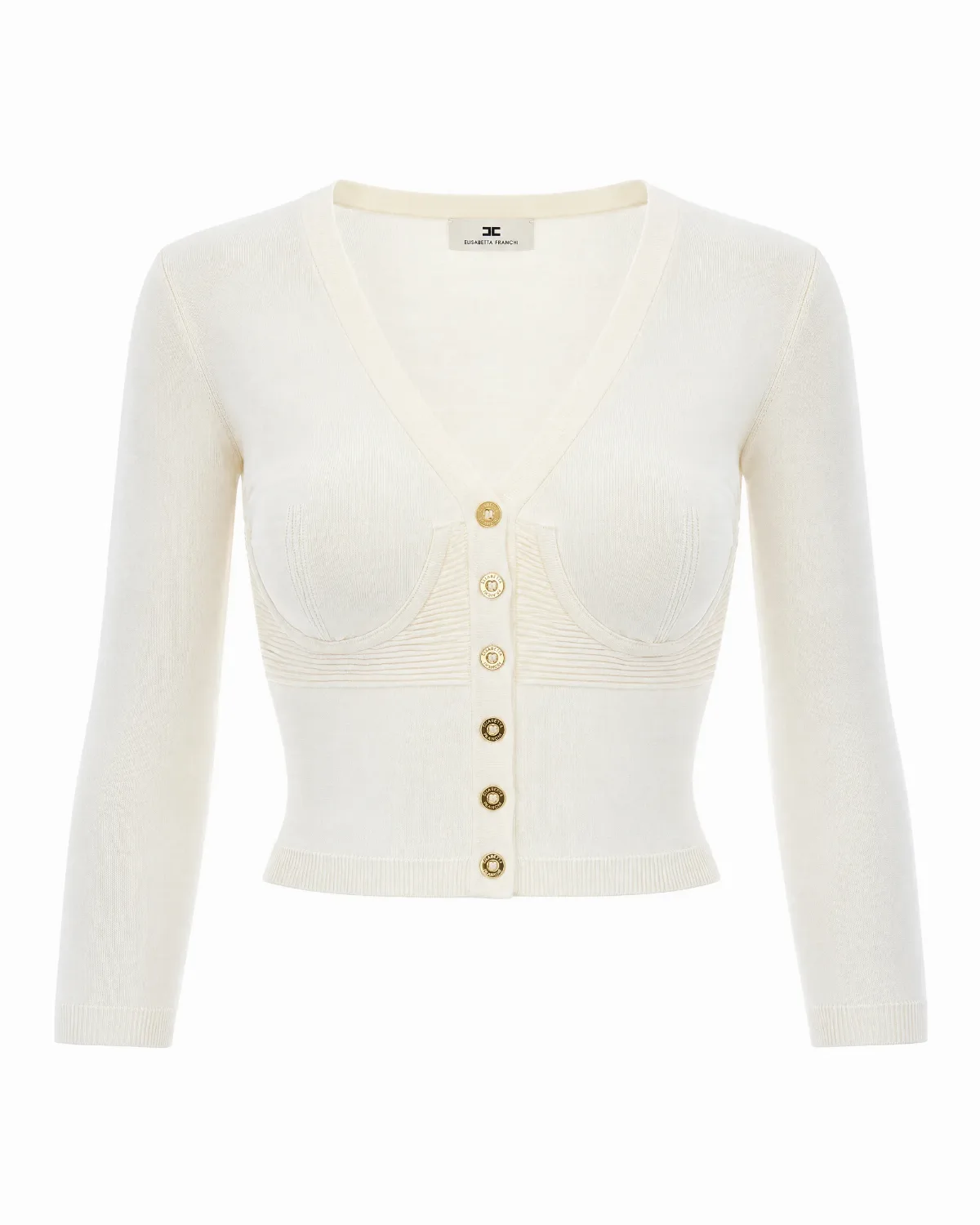 Bustier-Trimmed Knit Cardigan by Elisabetta Franchi