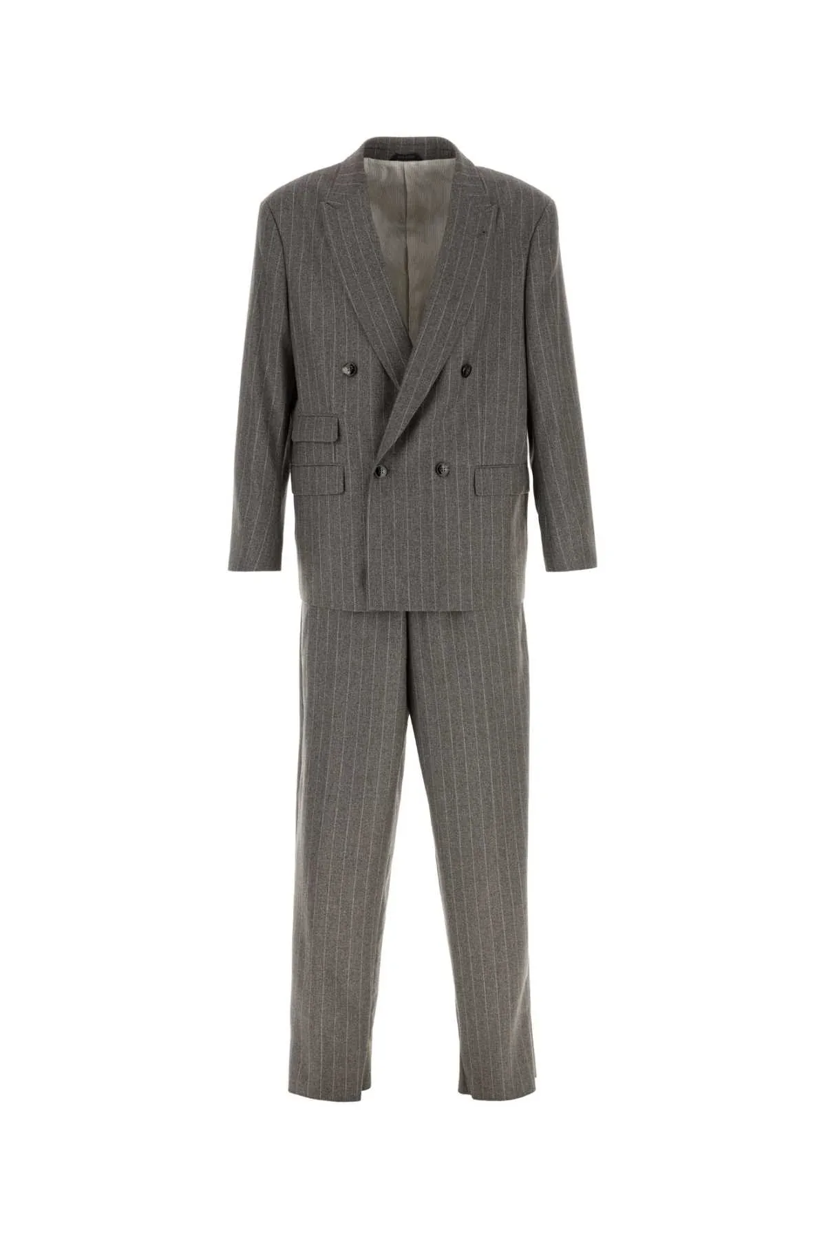 Virgin Wool Pinstriped Pant Suit by Giorgio Armani