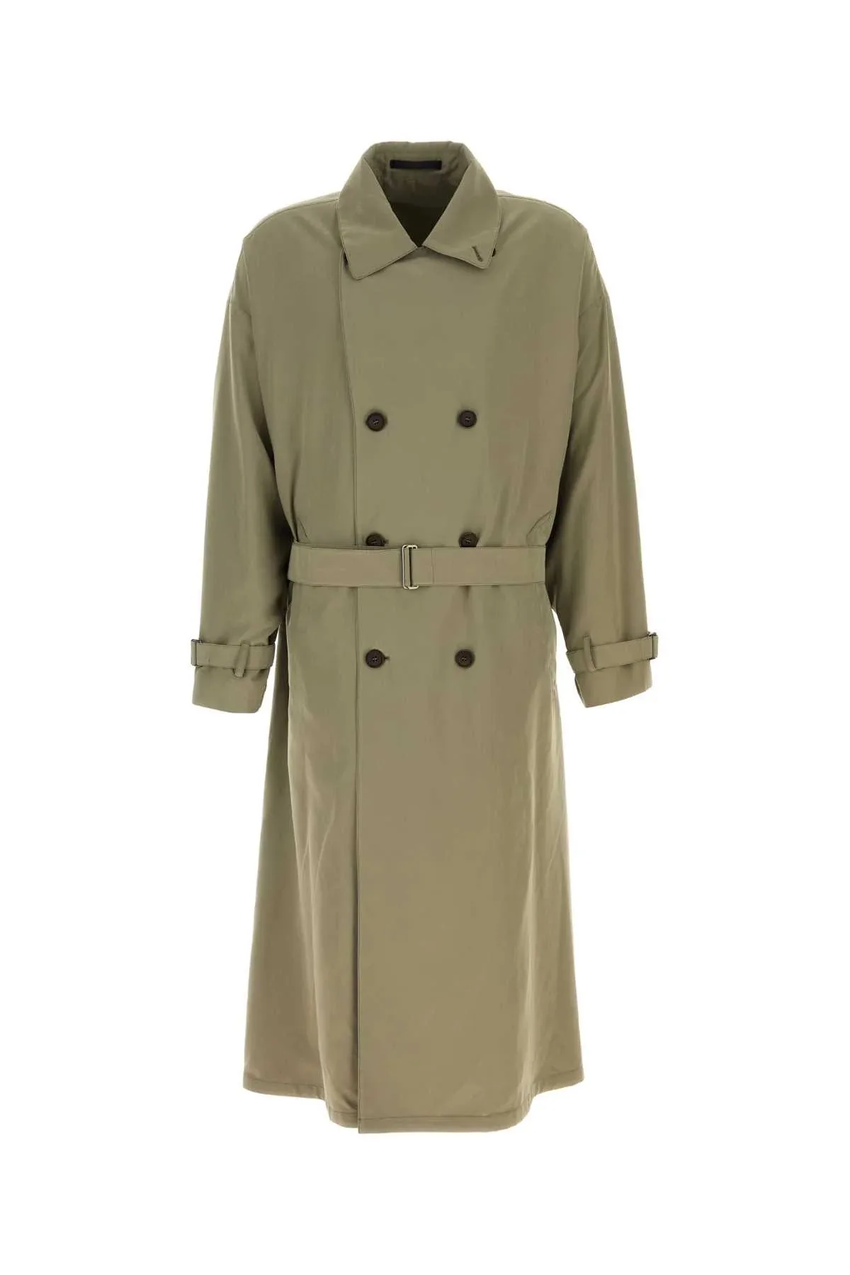 Double-Breasted Satin Trench Coat by Giorgio Armani