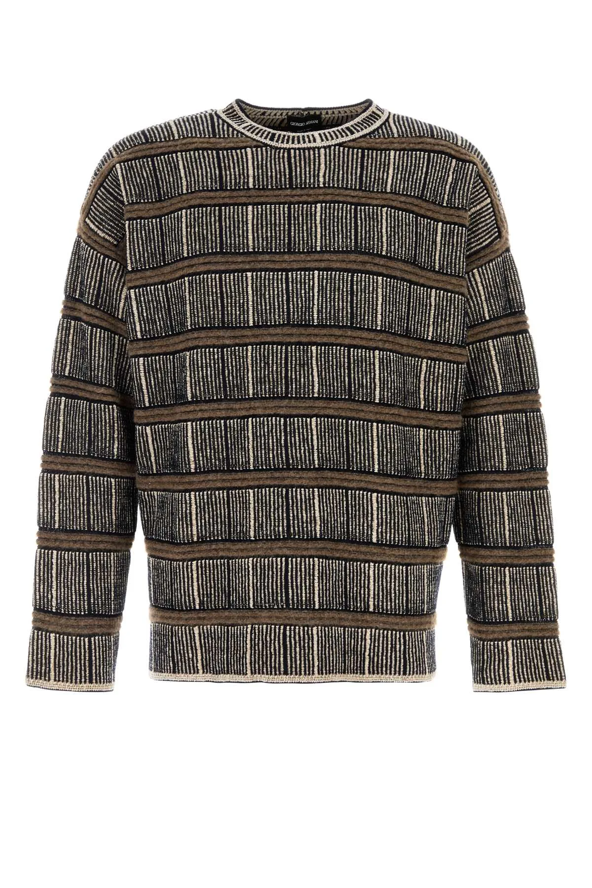 Embroidered Striped Silk Blend Sweater by Giorgio Armani