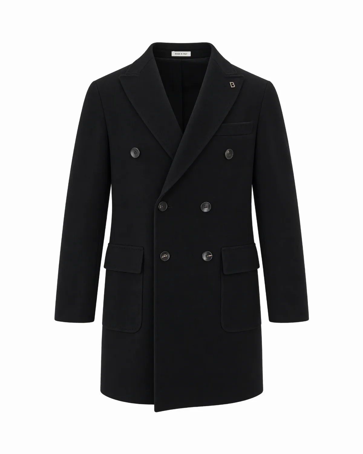 Double-Breasted Virgin Wool Coat by Breras Milano