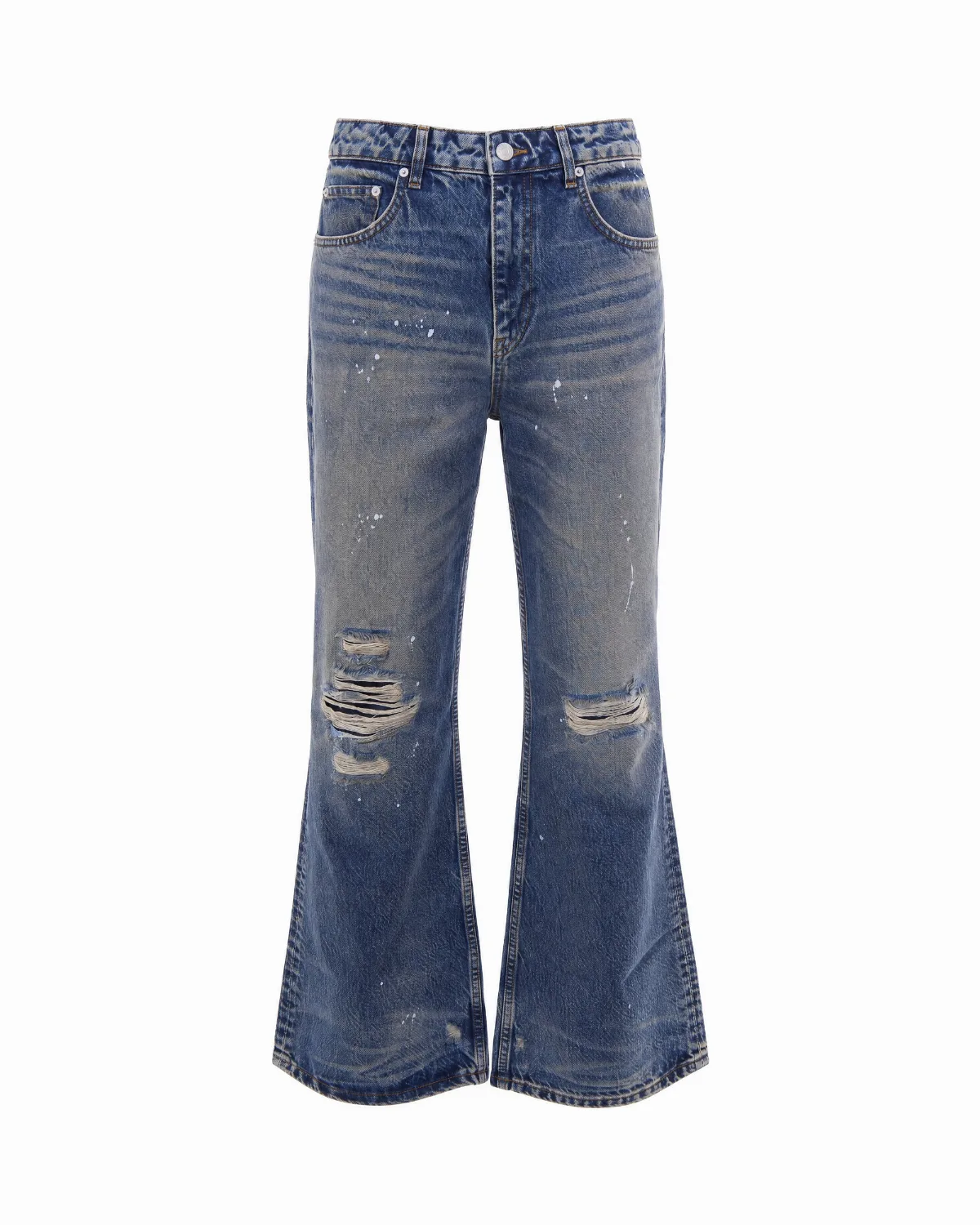 Paint-Stain Distressed Jeans