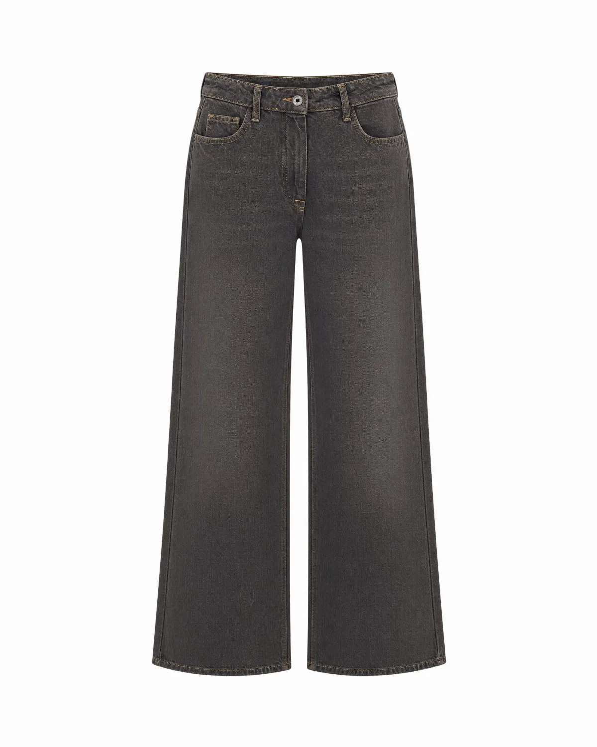 Wide-Leg Washed Denim Jeans