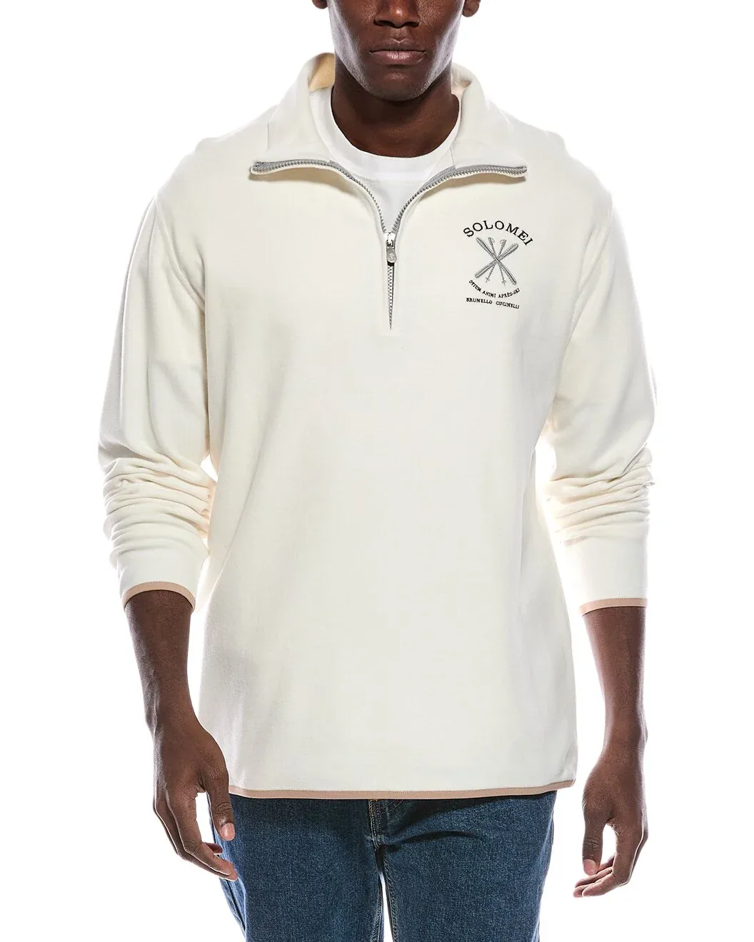 Half-Zip Wool Blend Sweatshirt by BRUNELLO CUCINELLI