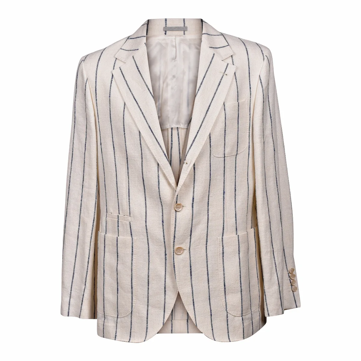 Pinstriped Linen-Wool Suit by BRUNELLO CUCINELLI