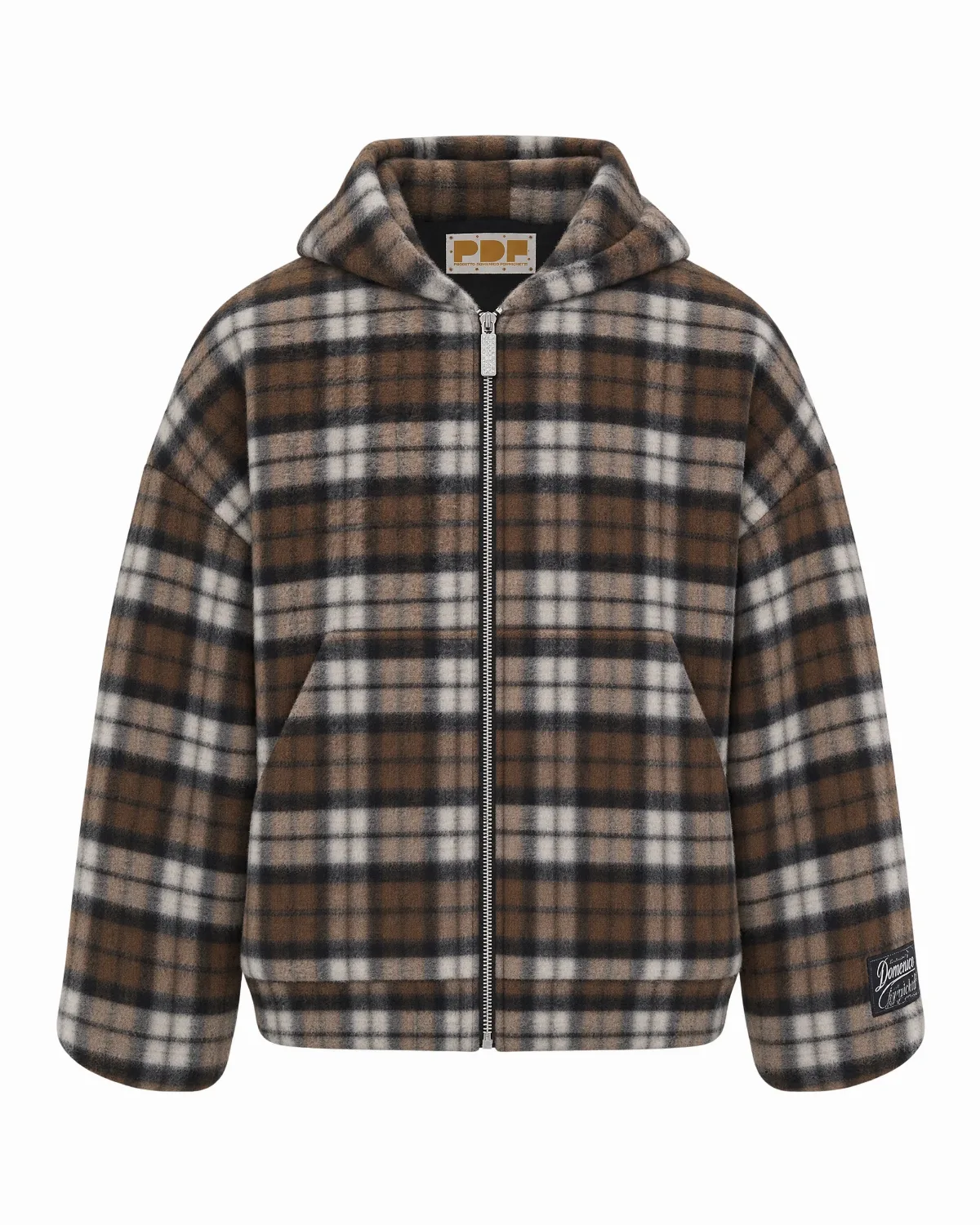 Checked Brushed Wool Hooded Jacket by Pdf