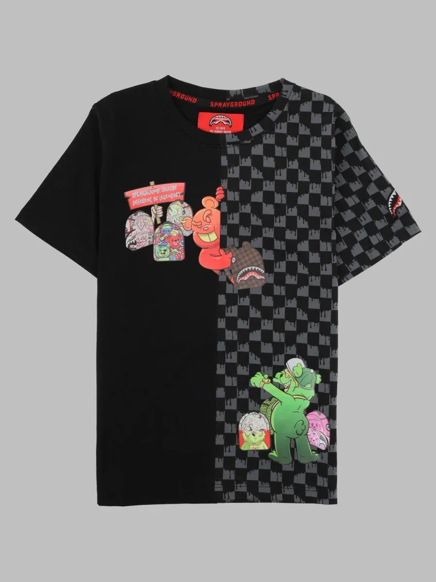 Split Checkered Design T-Shirt by Sprayground