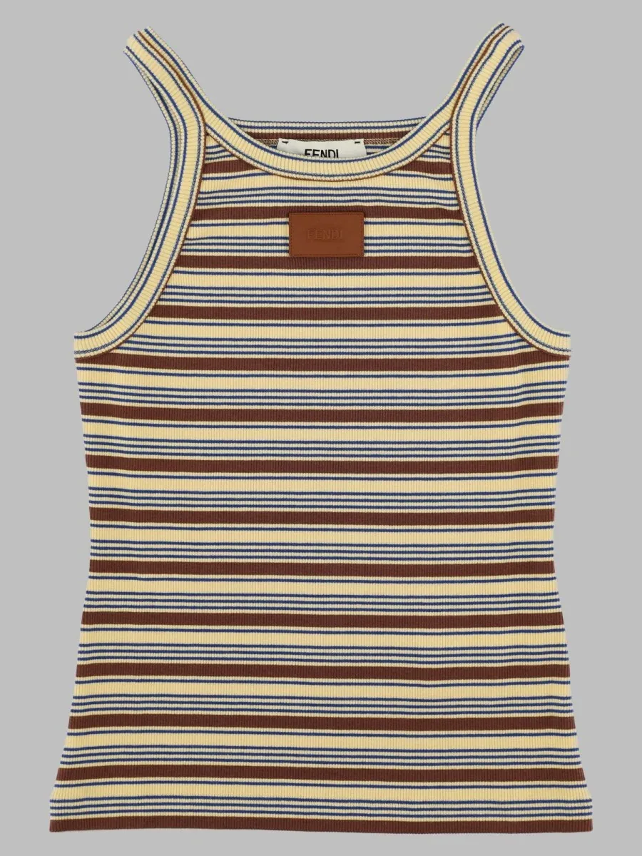 Striped Cotton Tank Top by Fendi