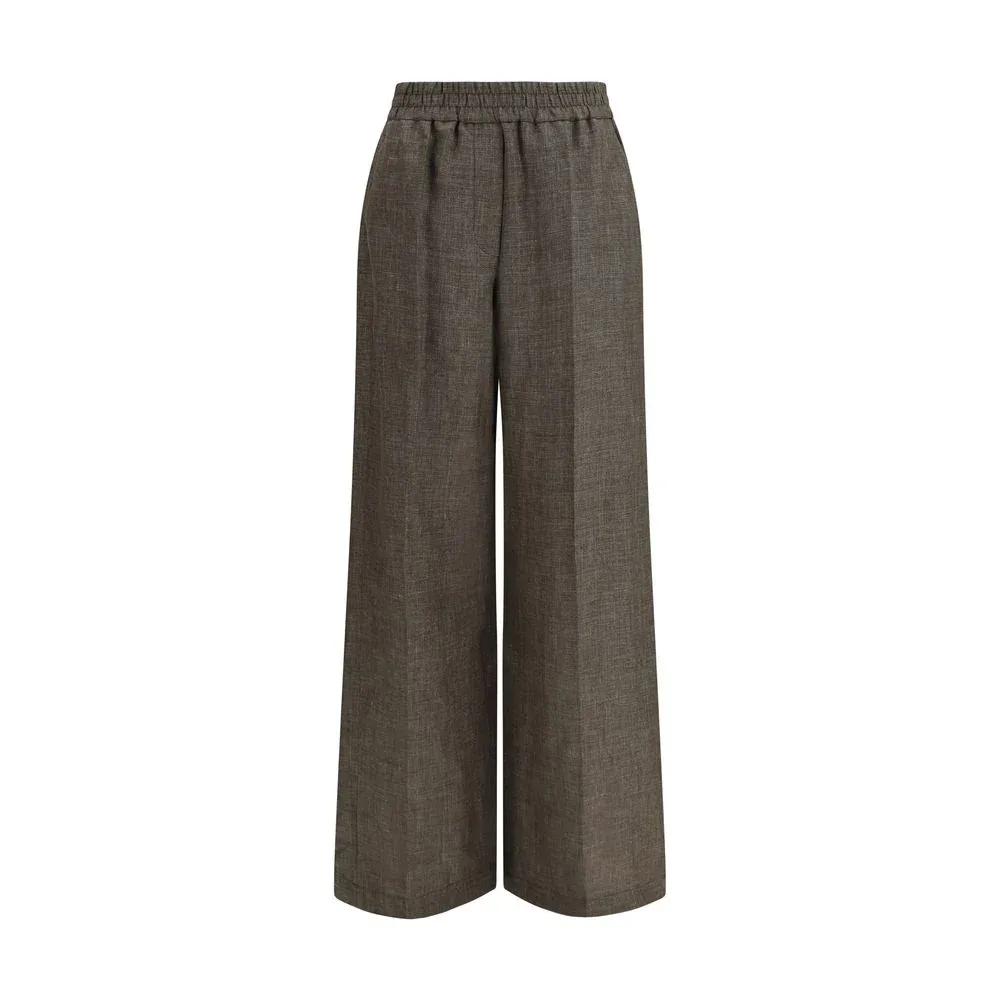 High-Rise Linen Trousers by BRUNELLO CUCINELLI