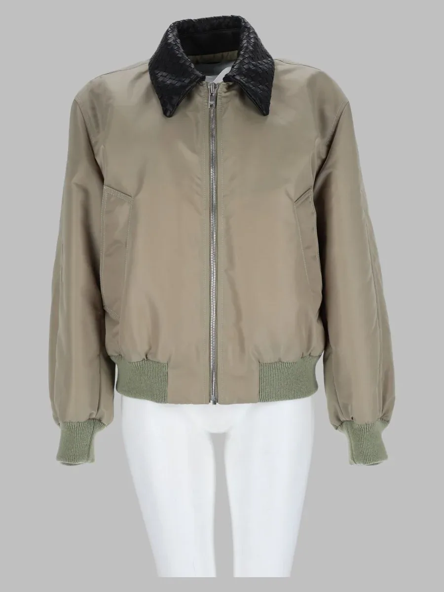 Satin with Woven Collar Jacket by Bottega Veneta