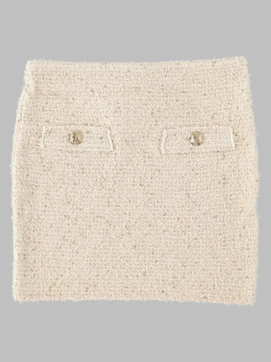 Tweed with Button Detail Mini Skirt by Balmain