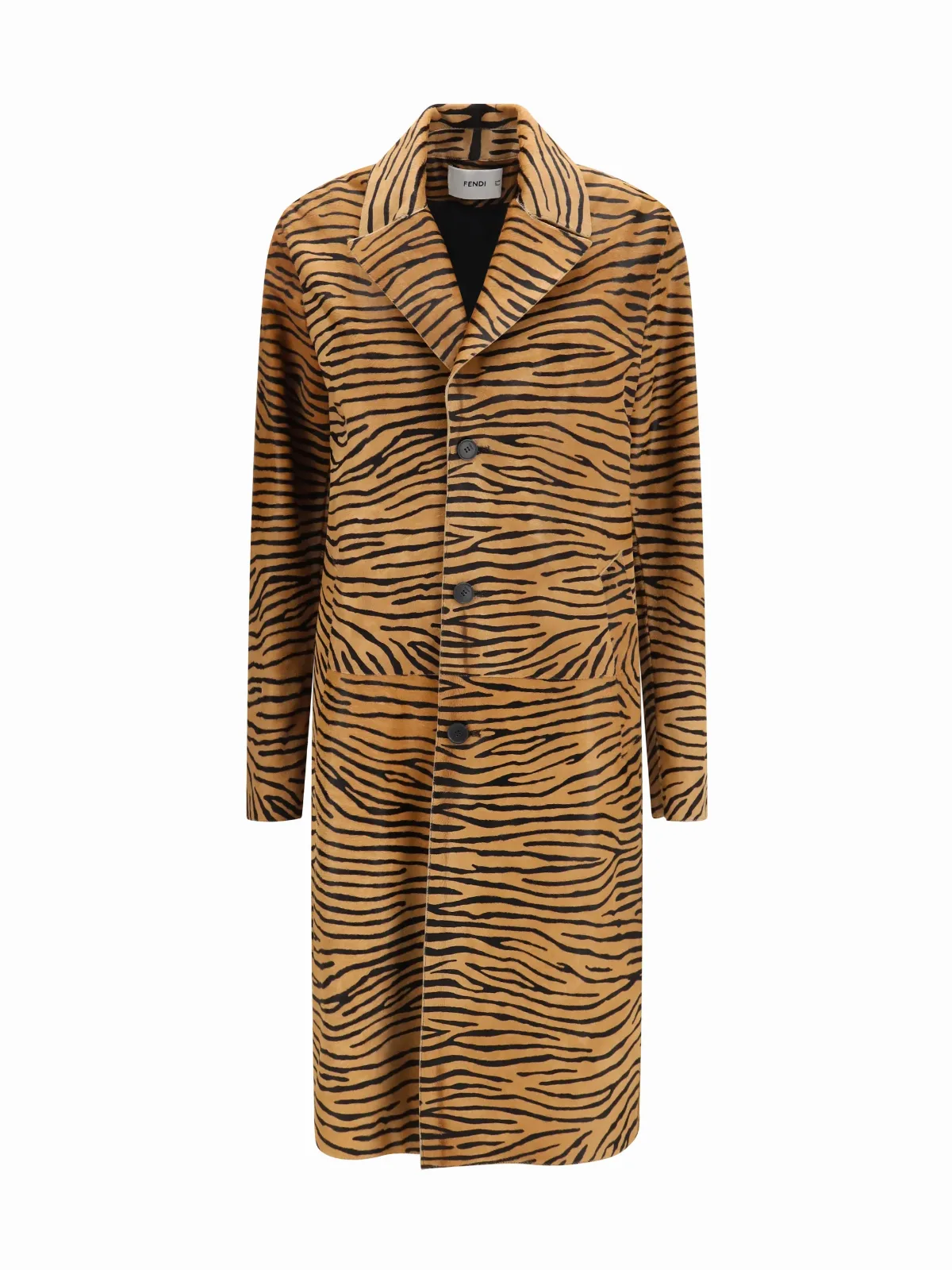 Tiger Print Calf Suede Coat by Fendi