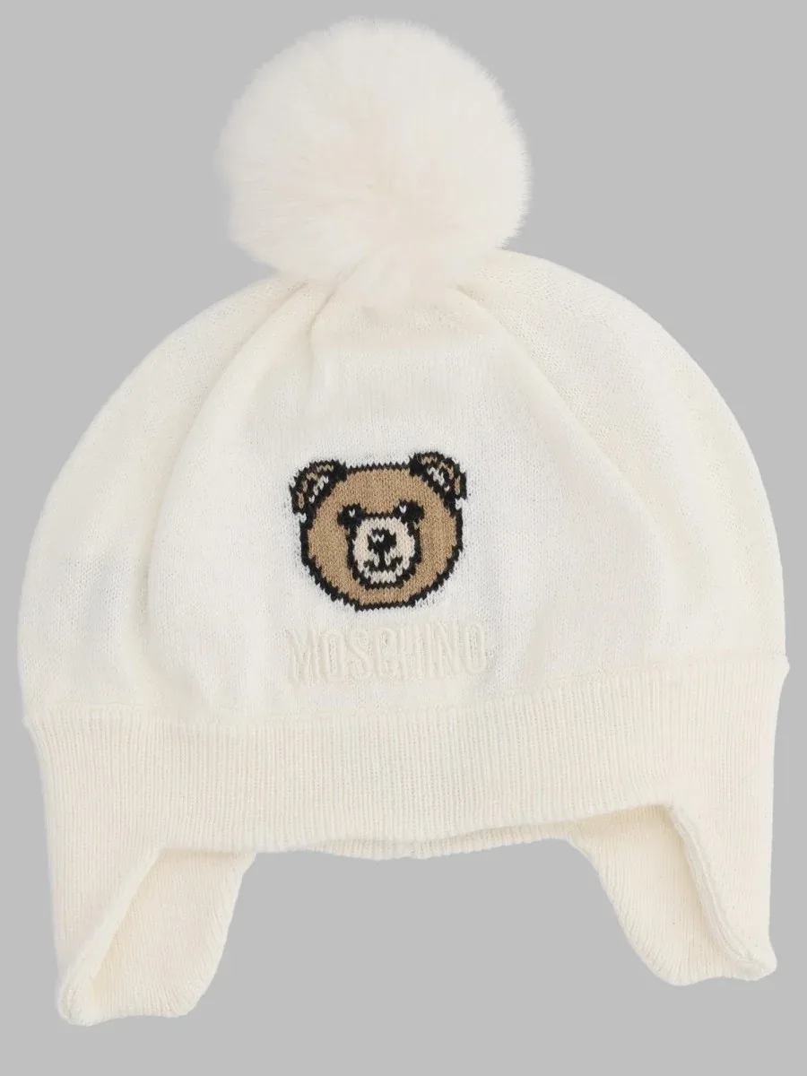 Teddy Bear Intarsia Winter Hat by Moschino