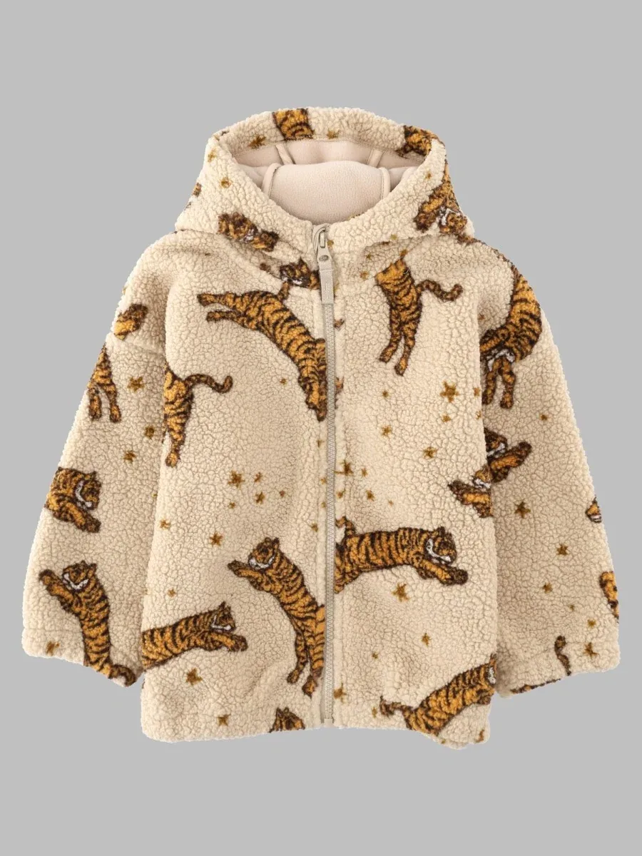 Tiger-Print Teddy Hoodie by Konges SløJd