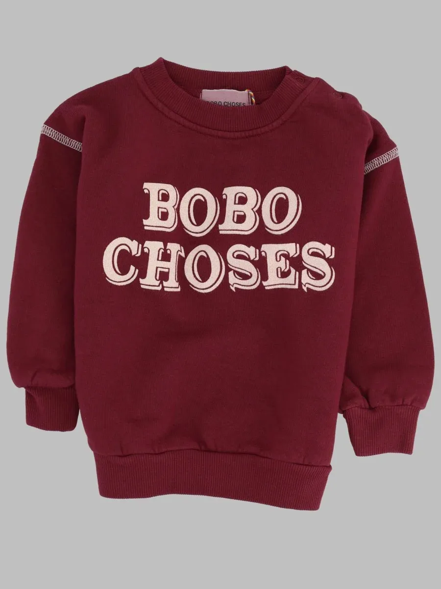 Embossed Logo Cotton Sweatshirt by Bobo Choses