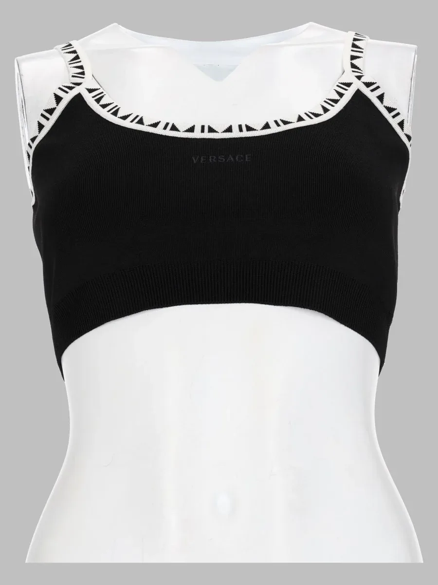 Logo-Embroidered Ribbed Knit Tank Top by Versace