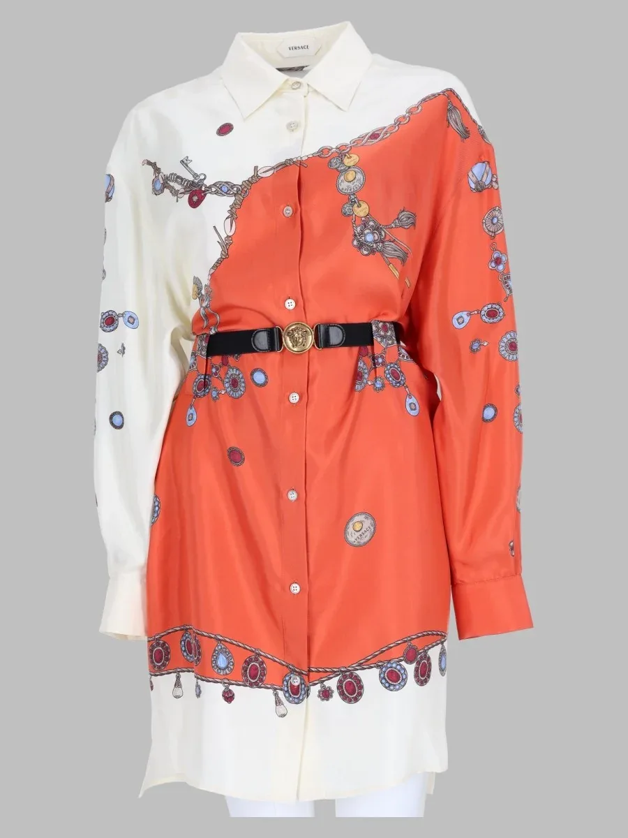 Silk Twill Shirt Dress by Versace