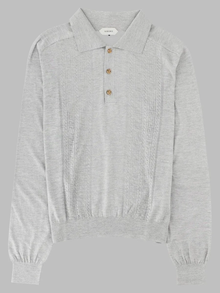 Silk-Cotton Knit Polo Sweater by Versace