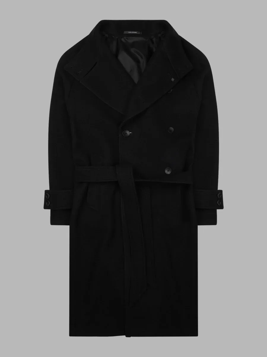 Double-Breasted Belted Wool Blend Coat by Tagliatore