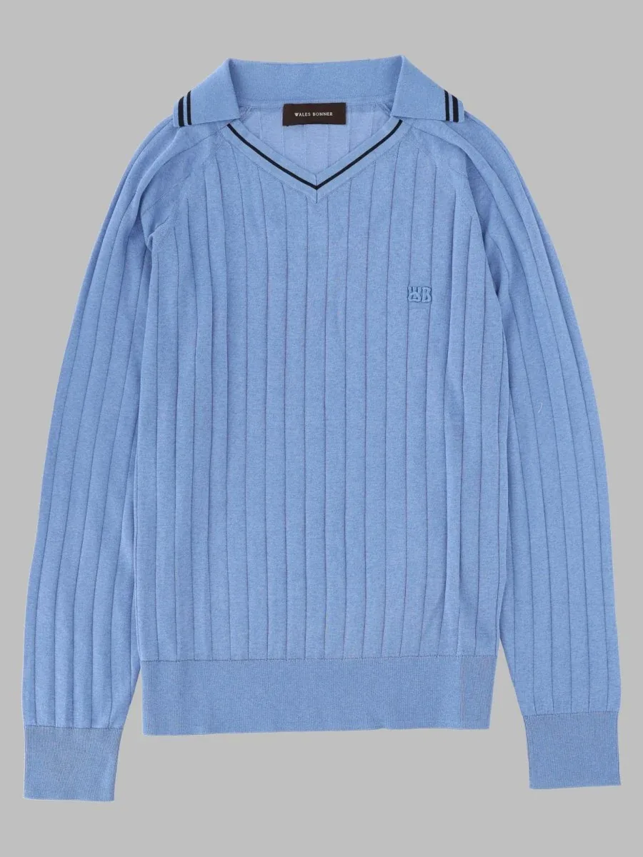 Ribbed V-Neck Polo by Wales Bonner