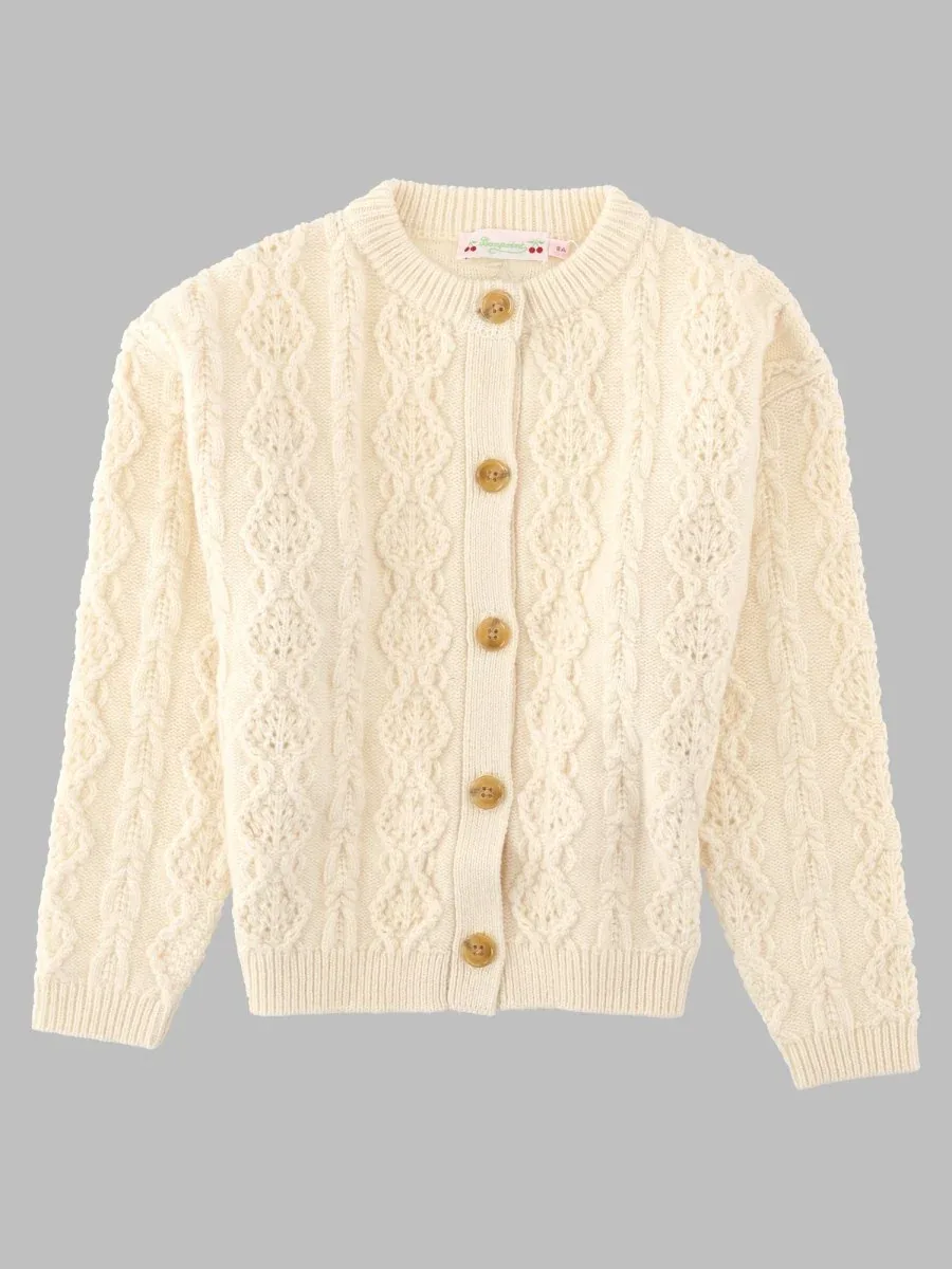 Cable-Knit Wool Cardigan by Bonpoint
