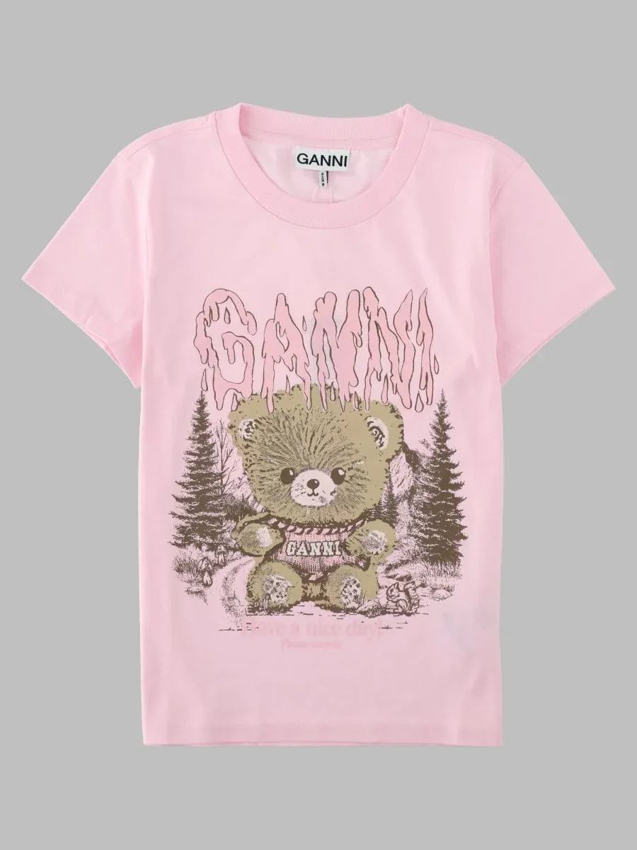 Printed Organic Cotton T-Shirt by Ganni