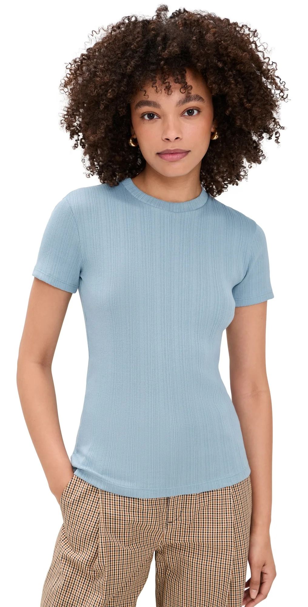 Ribbed Mock Neck Tee