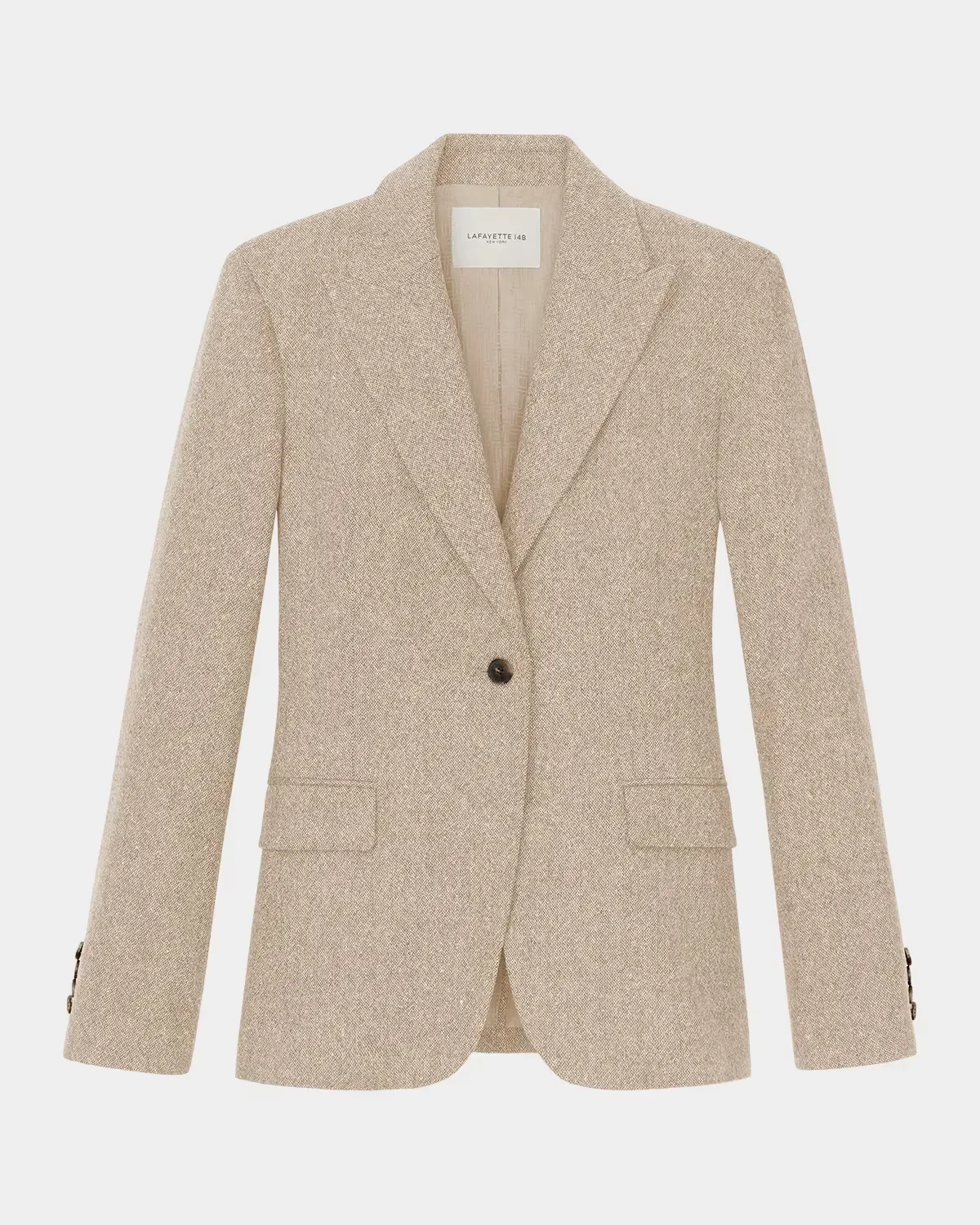 Single-Button Wool Donegal Tweed Blazer