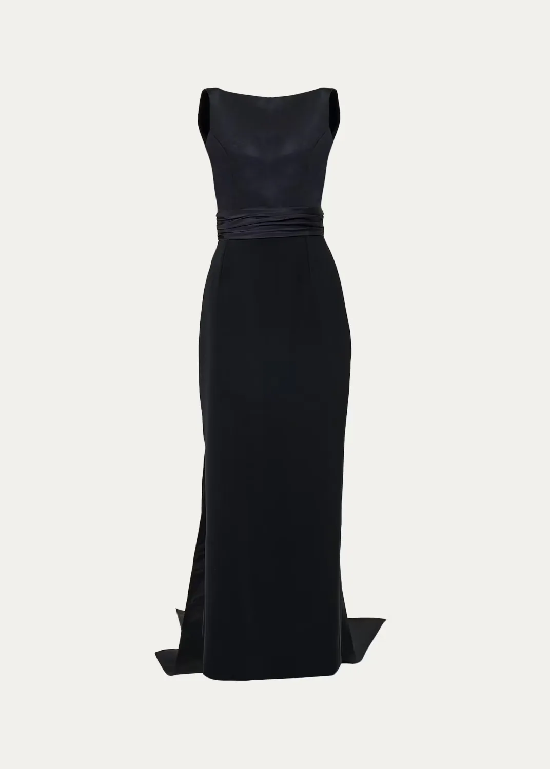 Sleeveless Silk Column Dress with Train