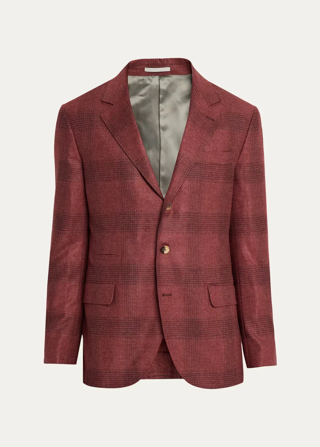 Plaid Wool-Cashmere Single-Breasted Sport Coat