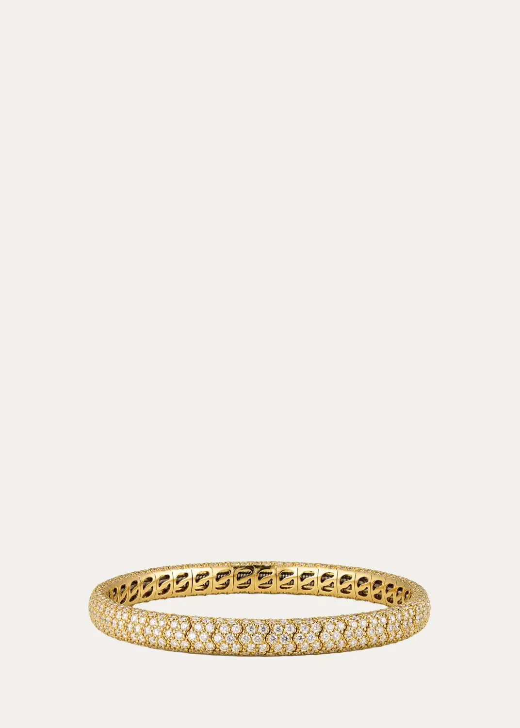 18K Yellow Gold Diamond Narrow Pave Stretch Bracelet