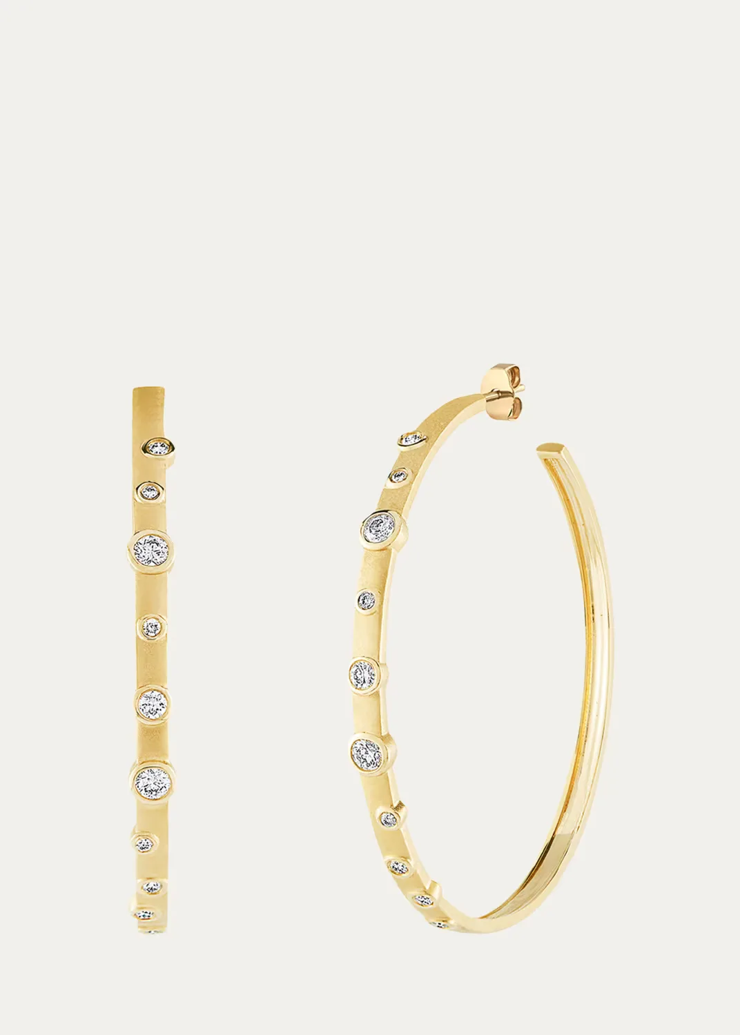 14K Diamond Bezel Anniversary Hoop Earrings