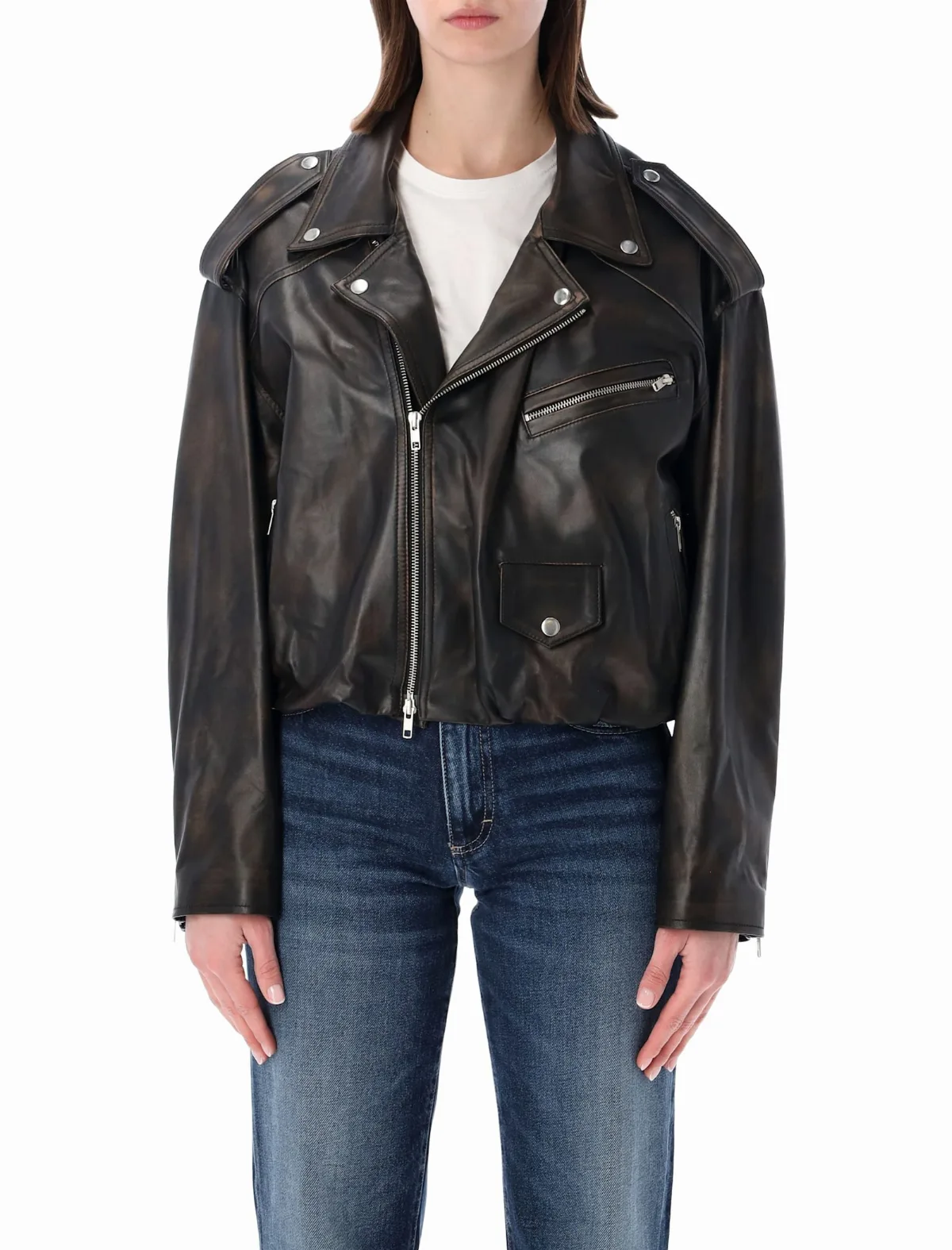 S. W.O. R.D 6.6.44 Sword Elastic Hem Leather Jacket by S.W.O.R.D 6.6.44
