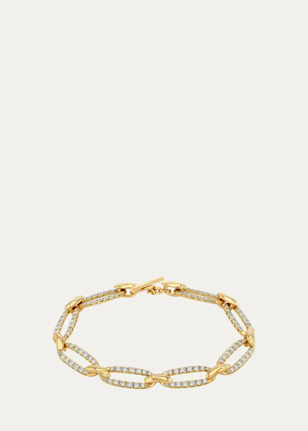 Love Knot 18K Yellow Gold Diamond Pave Flat Link Bracelet