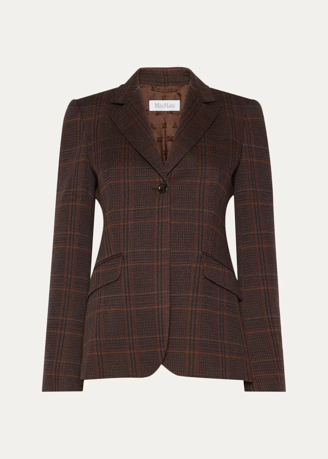 Wool-Cotton Check Single-Breasted Jacket