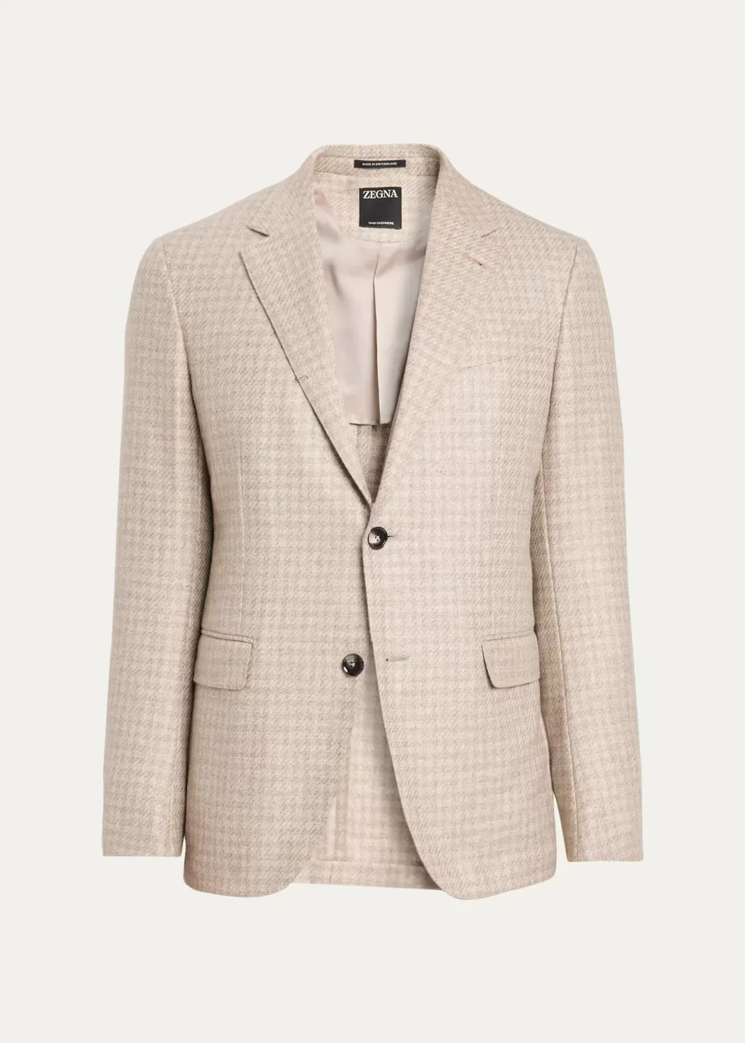 Cashmere Tonal Houndstooth Single-Breasted Sport Coat by ZEGNA