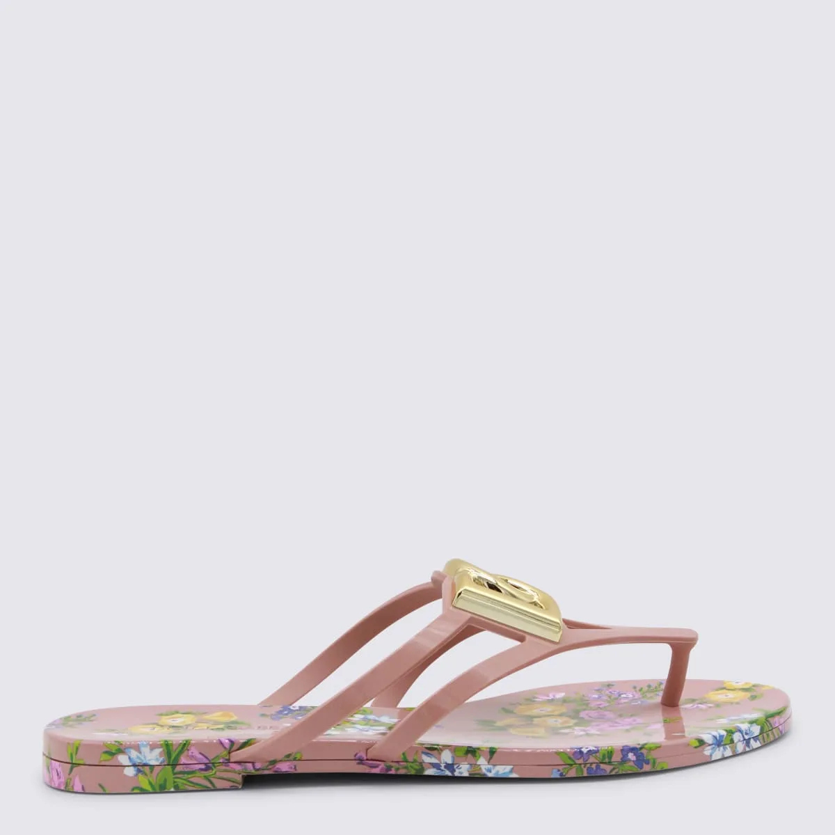 Pink Leather Floreal Flats