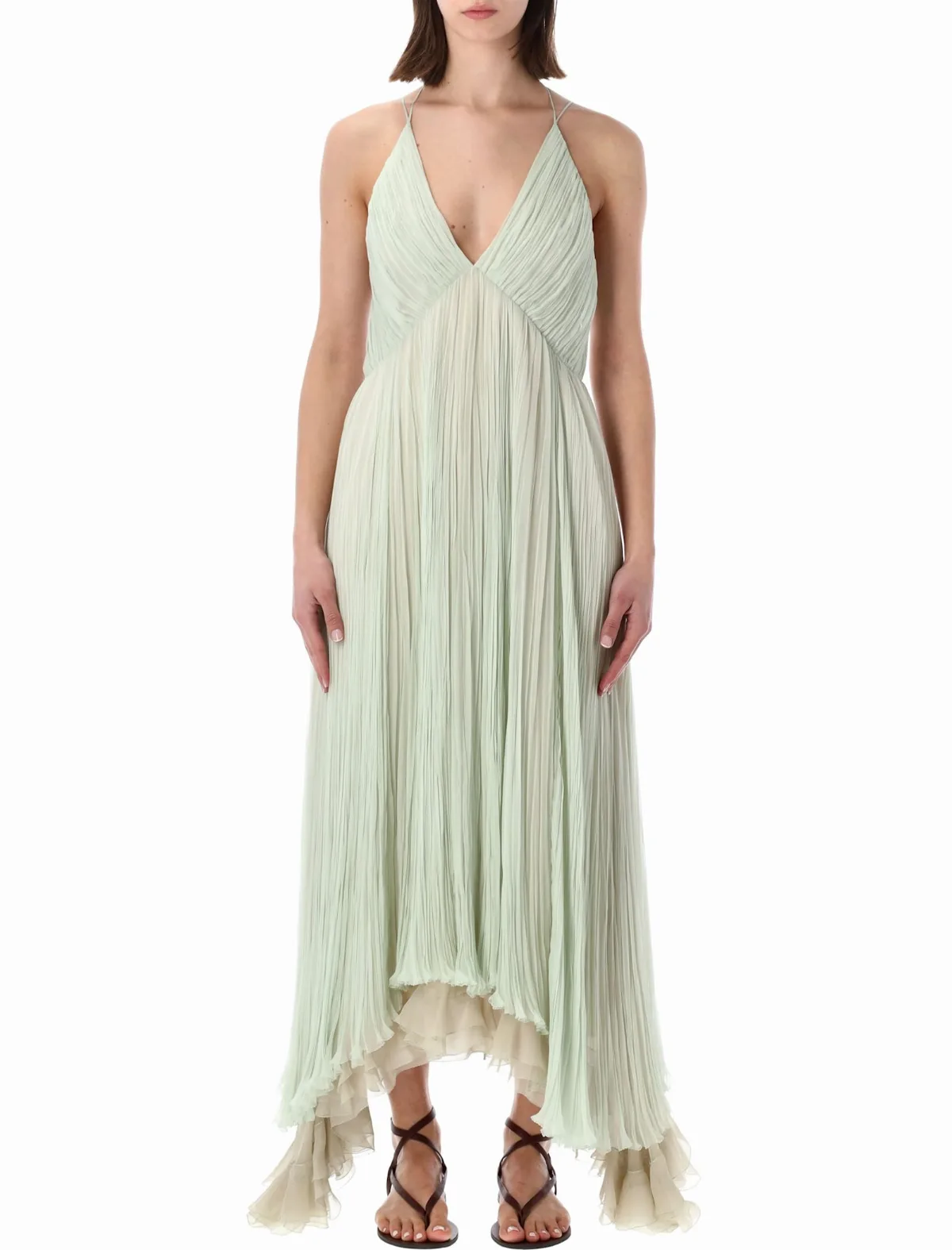 Plissé Chiffon Maxi Dress