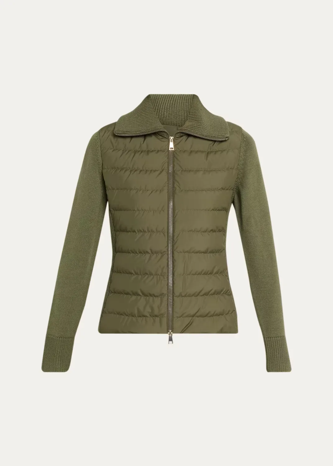 Padded Wool Zip-Up Cardigan
