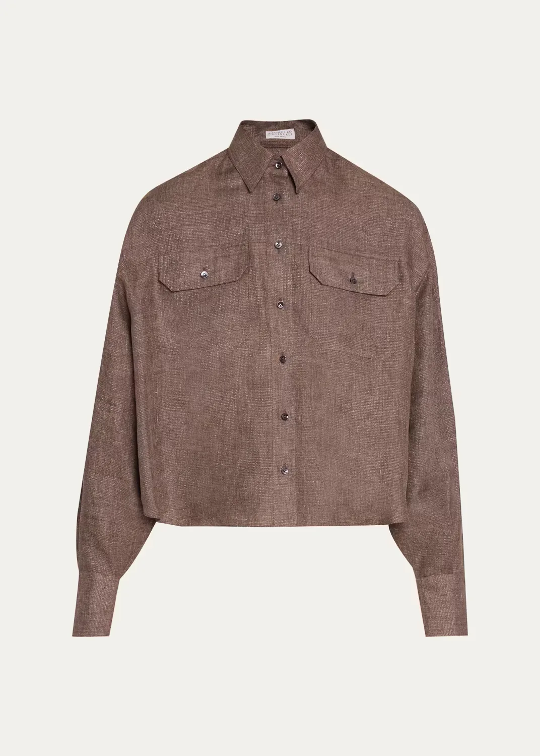 Sparkling Linen-Blend Button-Down Shirt