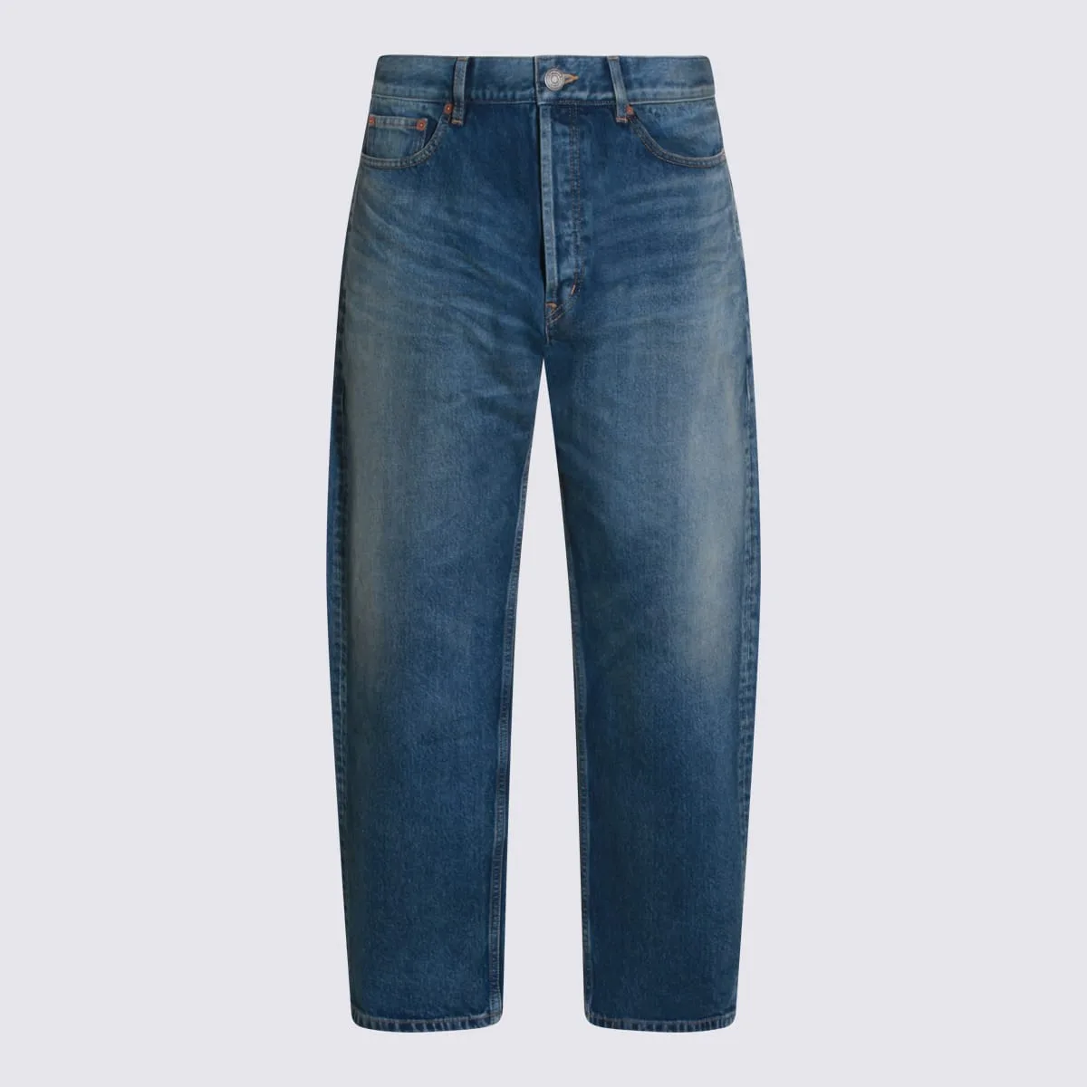Blue Cotton High Rise Jeans